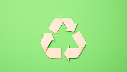 The universal recycling symbol crafted from paper evokes a sense of eco-consciousness, symbolizing sustainable practices, environmental awareness and waste reduction efforts.