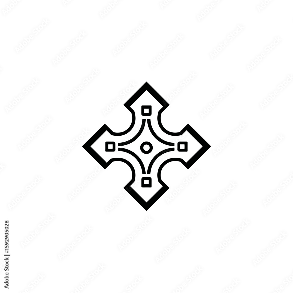 Poster geometric emblem spreads centrally displaying symmetry stark design minimal context simple presentat