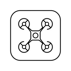 Drone icon depicts flying tech outlined square simple style