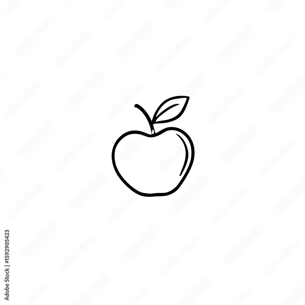 Poster fresh apple displays shape in minimalist setting with line drawing details