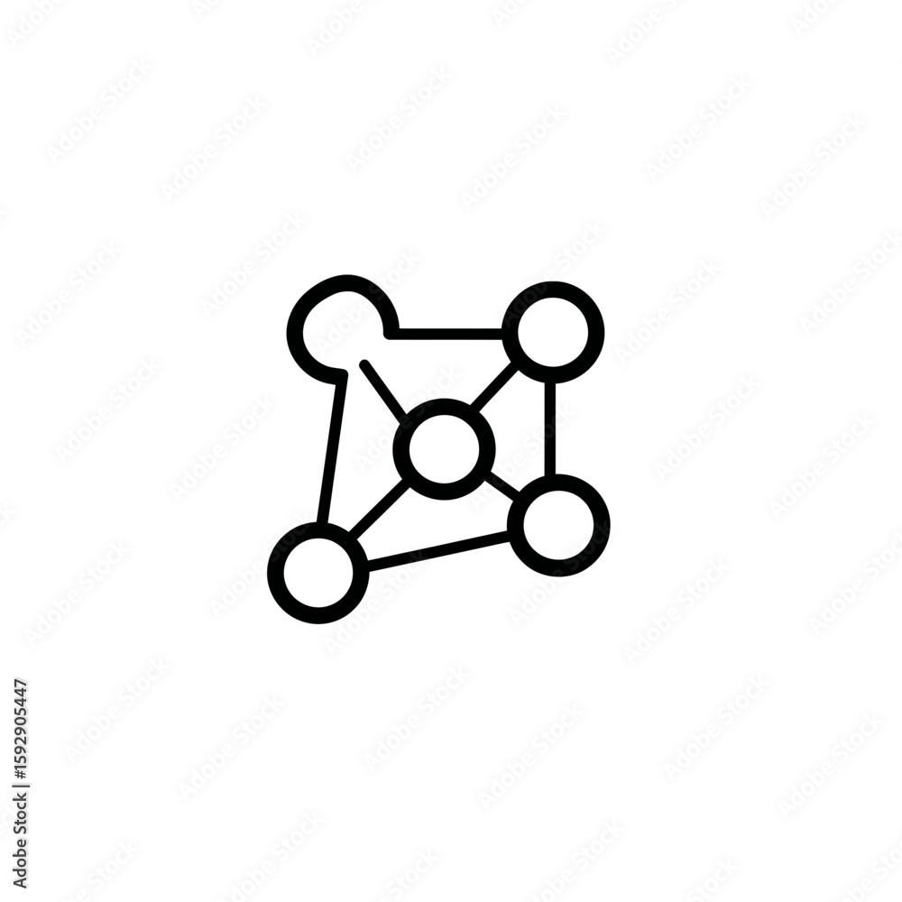 Poster complex network connects circular elements in abstract illustration outline