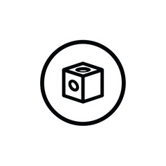 Geometric cube symbol displays simplicity inside circular minimalist artwork on plain backdrop