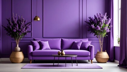 Purple living room with lilac