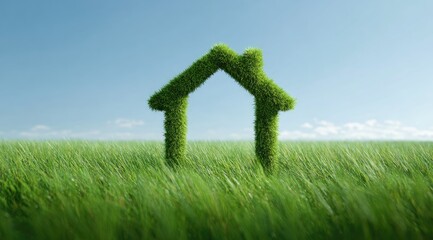 Grass house on a grassy field