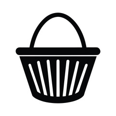 Simple Black and White Shopping Basket Icon Illustration