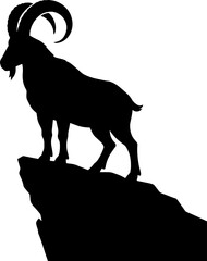 Goat Silhouette Mountain Animal Vector Art Black Illustration Cliff Wild Nature Design