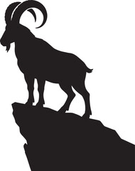 Goat Silhouette Mountain Animal Vector Art Black Illustration Cliff Wild Nature Design