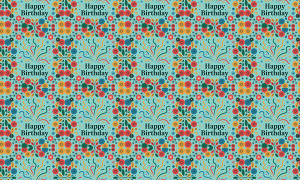 Festive floral birthday celebration pattern vector