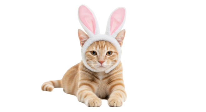 Isolated Cat with Rabbit Ears, Cute Animal