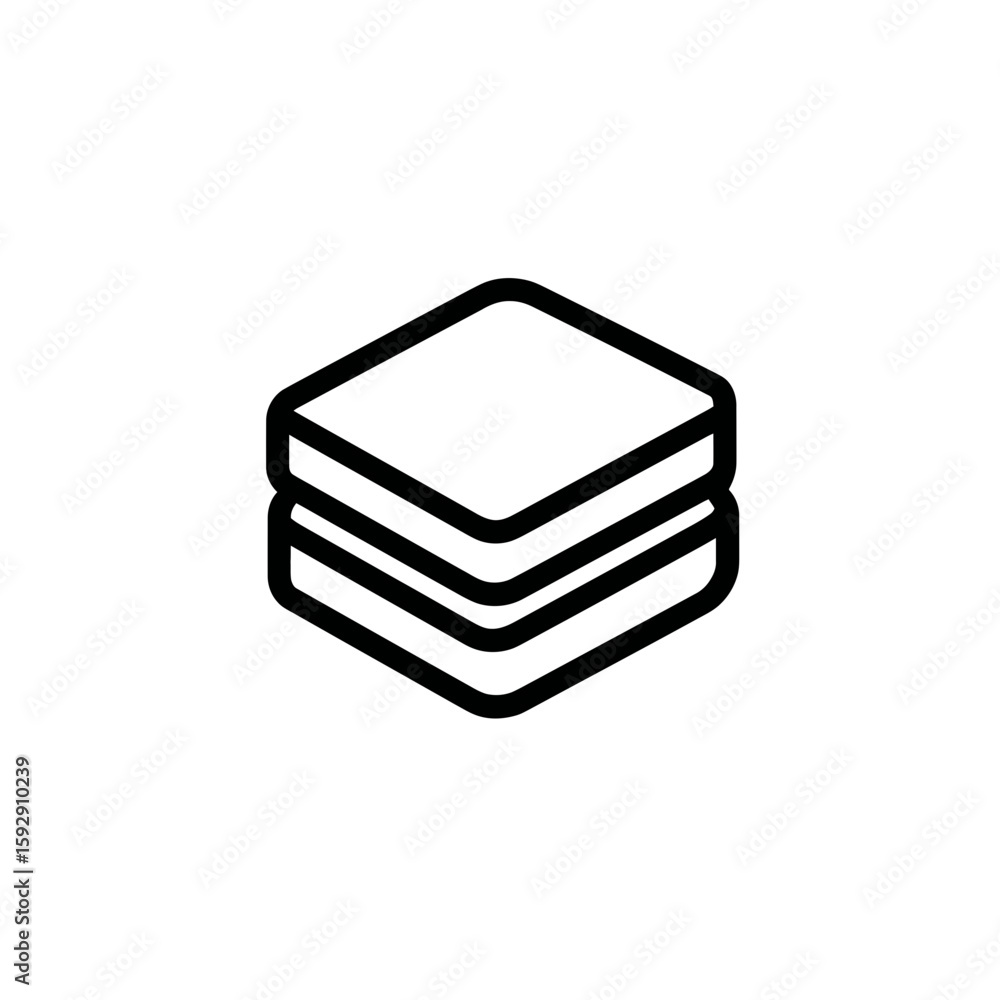 Poster stacked outline squares representing layers displayed centrally with clear background showcasing dep