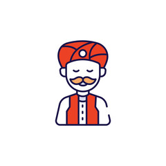Indian Man icon design with white background stock illustration
