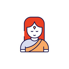 Indian Woman icon design with white background stock illustration