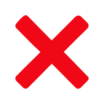 Bold red x mark symbol isolated on a white or transparent PNG background
