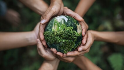 Hands holding Earth, a symbol of unity and care