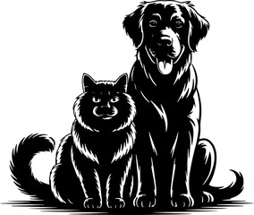 PrintDog Cat Silhouette Animal Vector Art Black Illustration Pet Design Graphic Companion