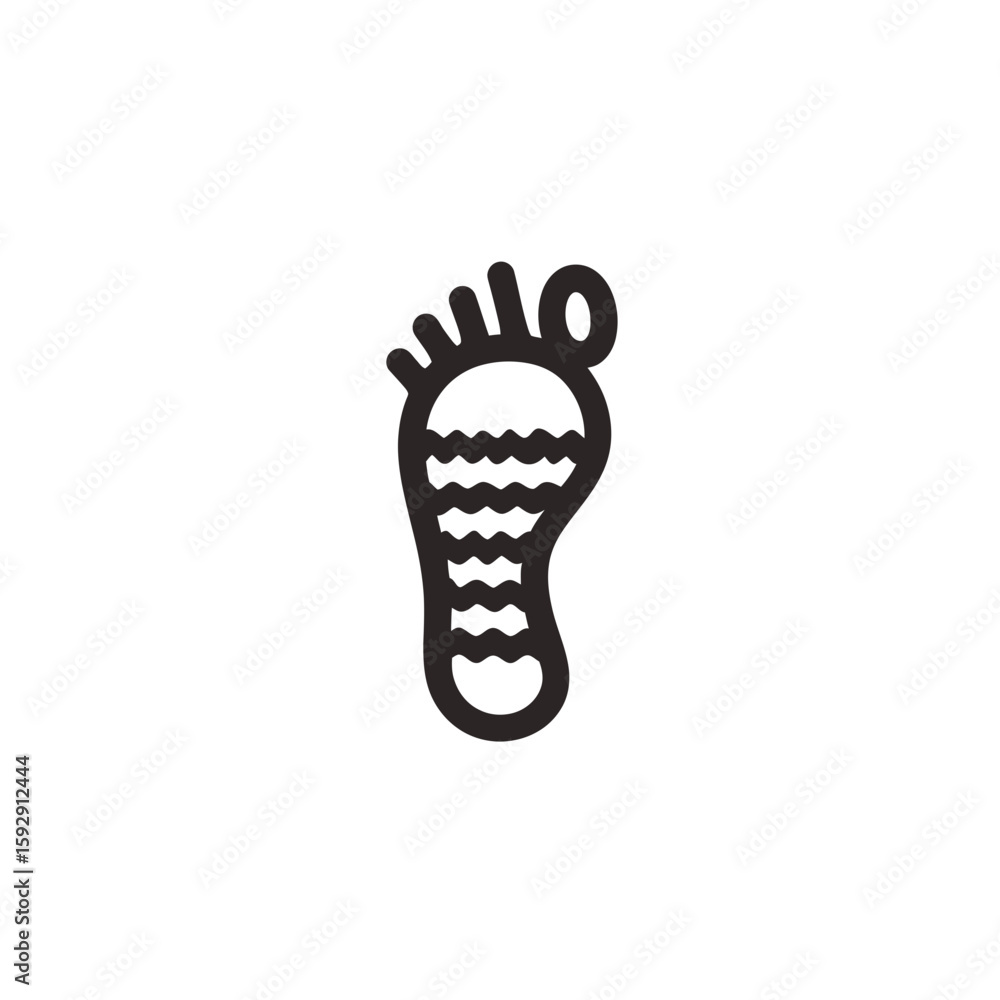 Poster stylized footprint depicts waves inside minimal background simple detail