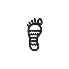 Stylized footprint depicts waves inside minimal background simple detail