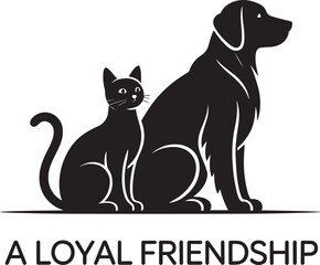 PrintDog Cat Silhouette Animal Vector Art Black Illustration Pet Design Friendship Logo