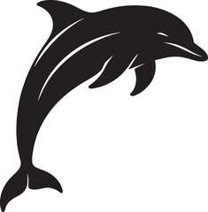 Dolphin Silhouette Jumping Animal Vector Art Black Illustration Ocean Design