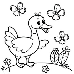 Fototapeta premium Duck line art coloring page 