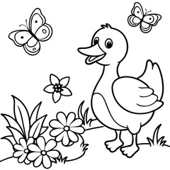 Duck line art coloring page 