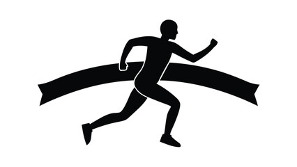 Runner Breaking the Tape Silhouette Victory Success and Achievement