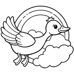 Duck line art coloring page 