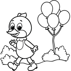 Duck line art coloring page 