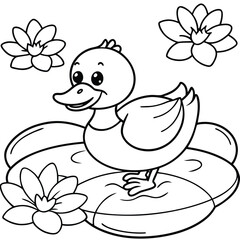 Duck line art coloring page 