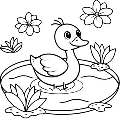 Obraz premium Duck line art coloring page 