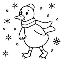 Duck line art coloring page 