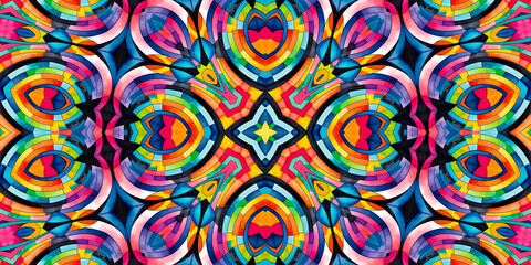 Bright multicolor background with colorful abstract kaleidoscopic pattern