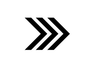 Fototapeta premium A triple black arrow pointing to the right isolated on white transparent background