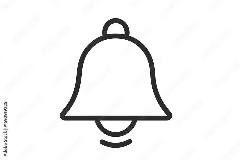 Poster flat icon of a message notification bell outline for application use