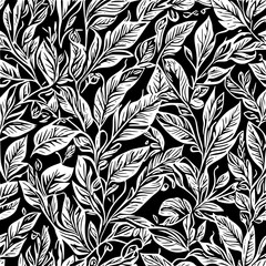 Elegant Black and White Floral Background – Seamless Pattern Design