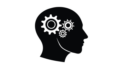 Head Silhouette with Gears Concept of Thinking Intelligence and Innovation