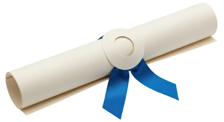 Isolated Diploma with Blue Ribbon