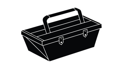 Black and White Toolbox Illustration with Handle and Clasps