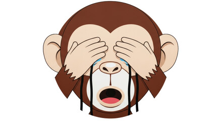 Isolated Monkey Covering Eyes