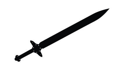 Black and White Sword Silhouette Illustration on a White Background