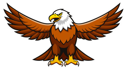 Obraz premium Red-plumed cartoon eagle in flight with a ribbon, a wild symbol of freedom