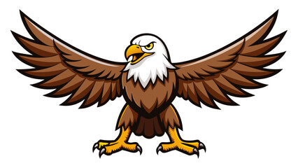 Obraz premium Vector cartoon illustration of a majestic bald eagle in flight, showcasing its powerful wings and sharp beak as a symbol of freedom in the wild