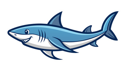 Obraz premium Vector cartoon illustration of a shark swimming in the ocean, isolated on white
