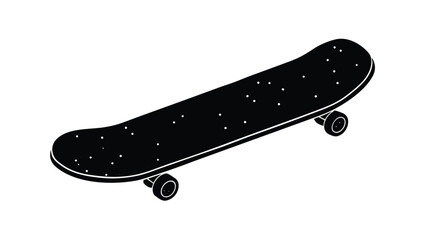 Black and White Skateboard Illustration with Spotted Design on White Background