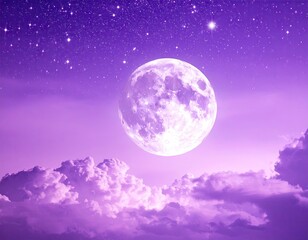 Full moon, starry night sky