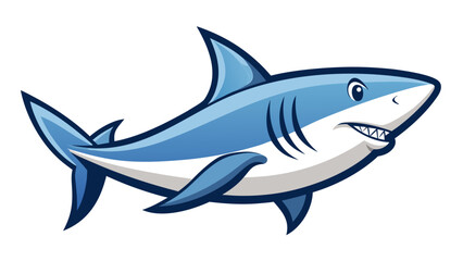 White shark cartoon vector isolated illustration of a dangerous marine predator swimming underwater