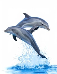 Two dolphins leaping out of water (1)