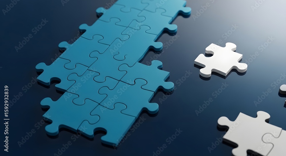 Poster puzzle pieces teamwork concept business strategy solution integration problem solving