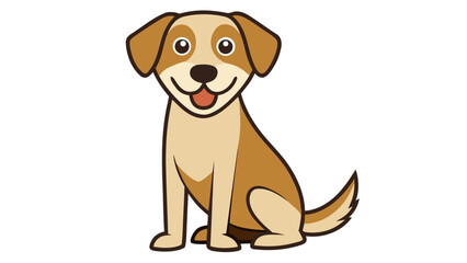 A cute, funny, brown dachshund puppy with a wagging tail is happily sitting on white