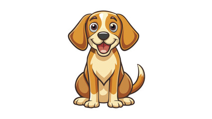 A cute, small cartoon dachshund puppy with brown fur is adorably sitting and looking at you, perfect for any pet or animal-themed project